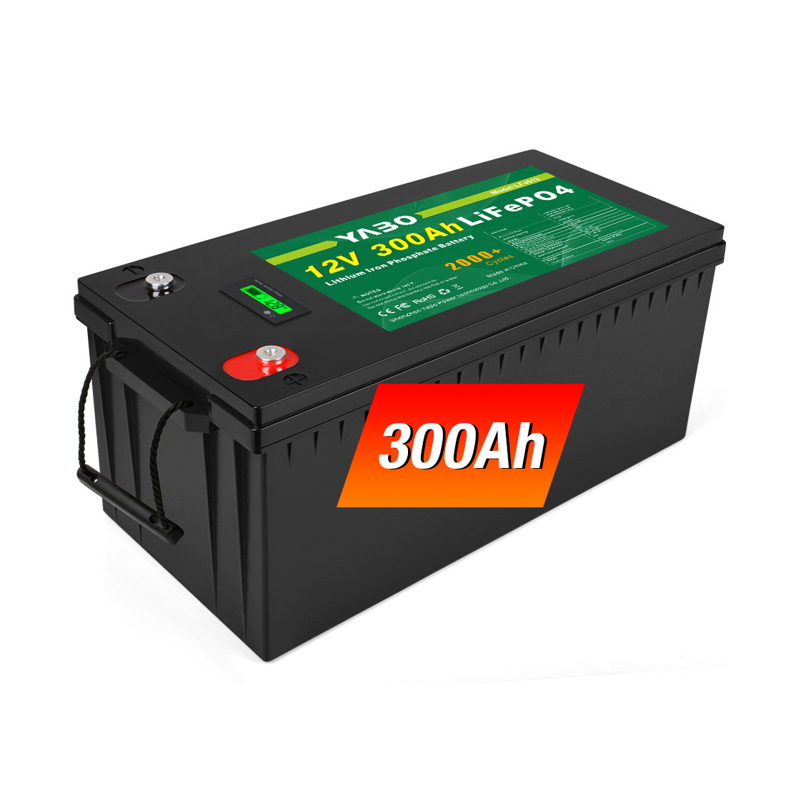 YABO Rechargeable Long Life 12V 300AH LiFePO4 Battery For Electric Vehicles Solar Energy Storage Systems Lithium Ion Batteries