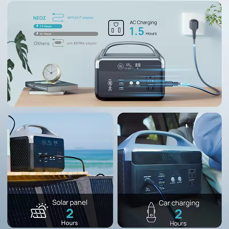 Solar 1200w Lithium Portable Battery Power Station 220V 300W 600W 1000W 200W Outdoor Energy Storage Power Supply