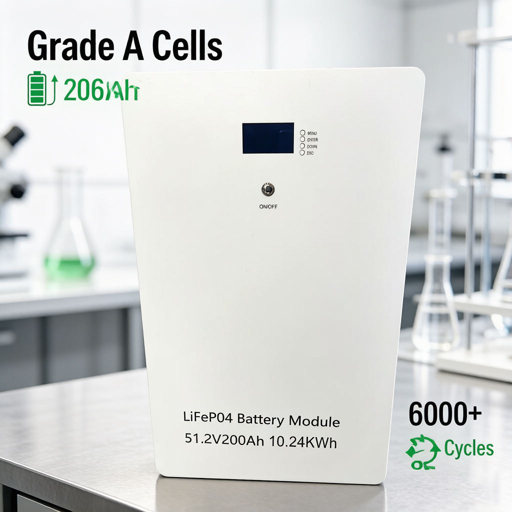 51.2V 200Ah Wall Mount LiFePO4 Battery - 10.24kWh for Home Solar / Telecom / Cabin / Farm / Clinic / Security Backup