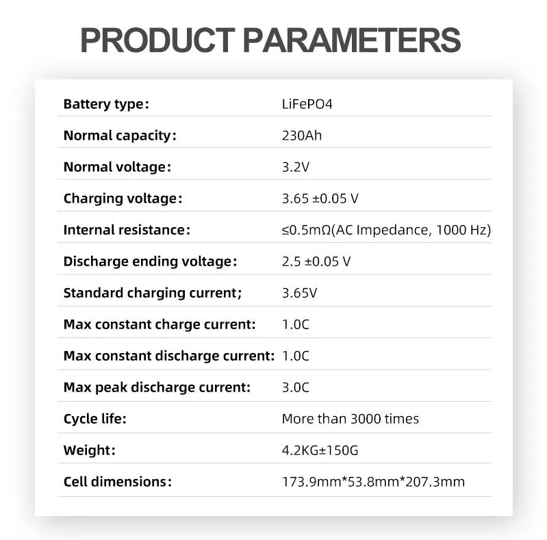 LiFePO4 230ah Cell Detail 2