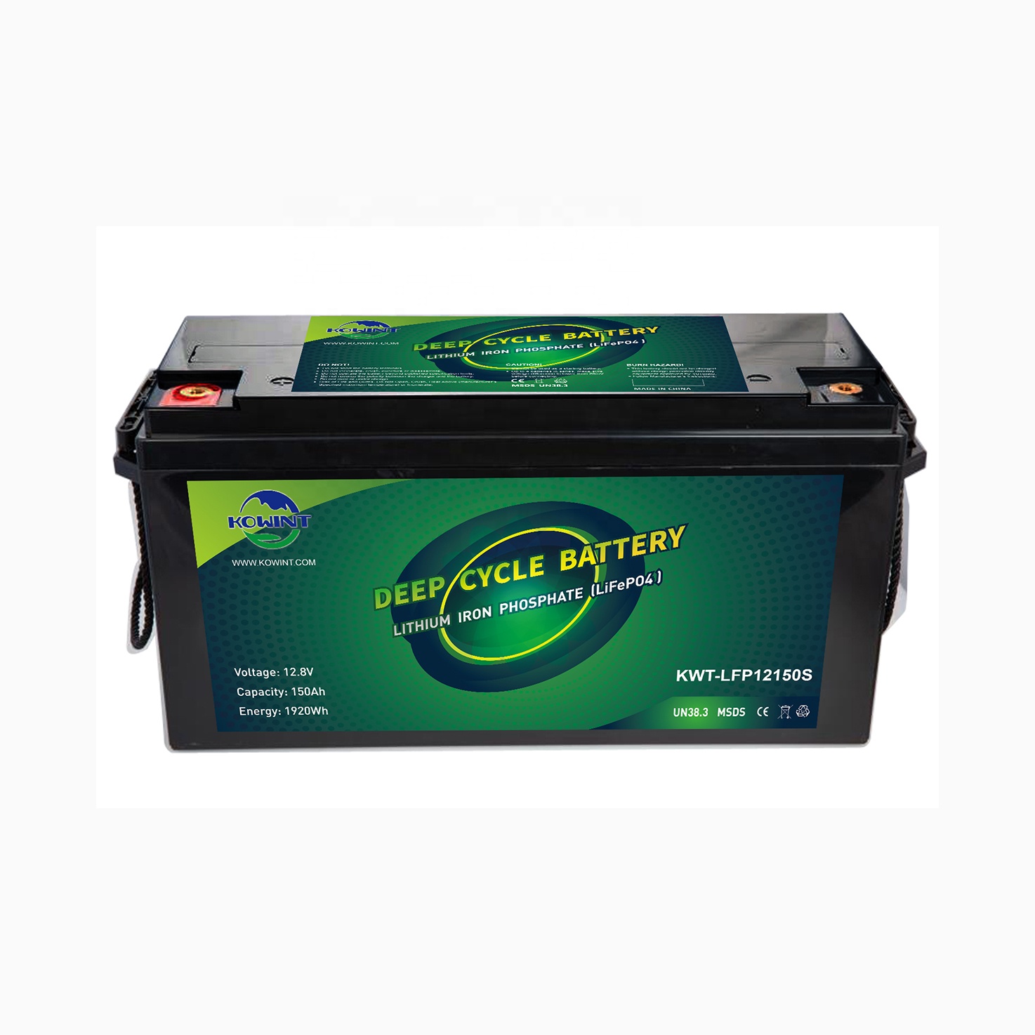 Kowint 12V 20ah 50AH 100ah 150ah LiFePO4 Deep Cycle Lithium Battery for RV Marine Off-Grid Solar System
