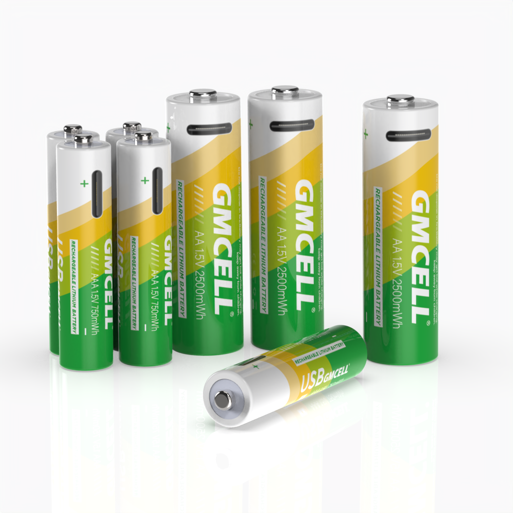 High Capacity Lithium Battery Triple a 750mWh 1.5V Rechargeable Li-ion Batteries AAA with USB Cable