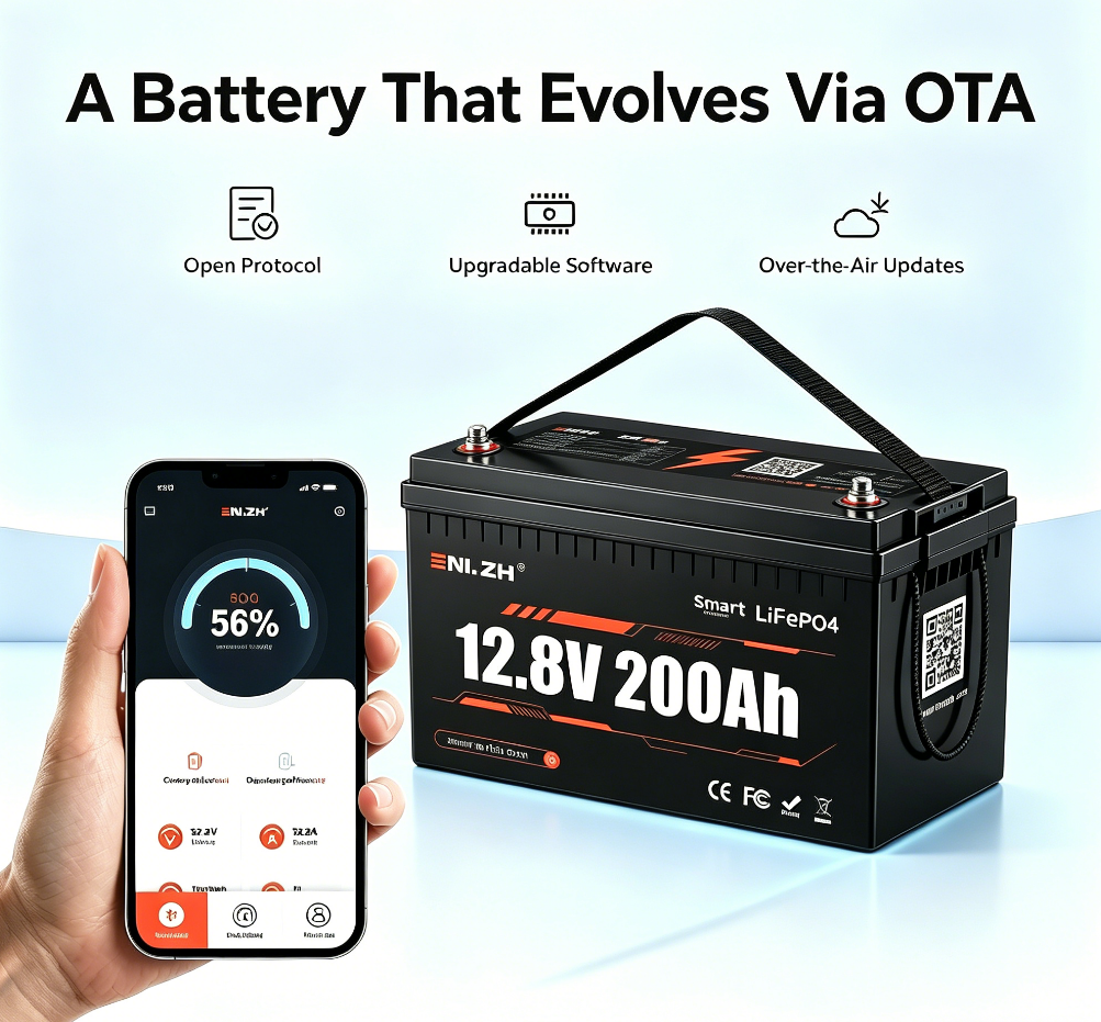 Enlzh Energy Storage 12.8v RV Travel Trailer Bluetooth Underseat Lithium-Ion Batteries Pack 200ah