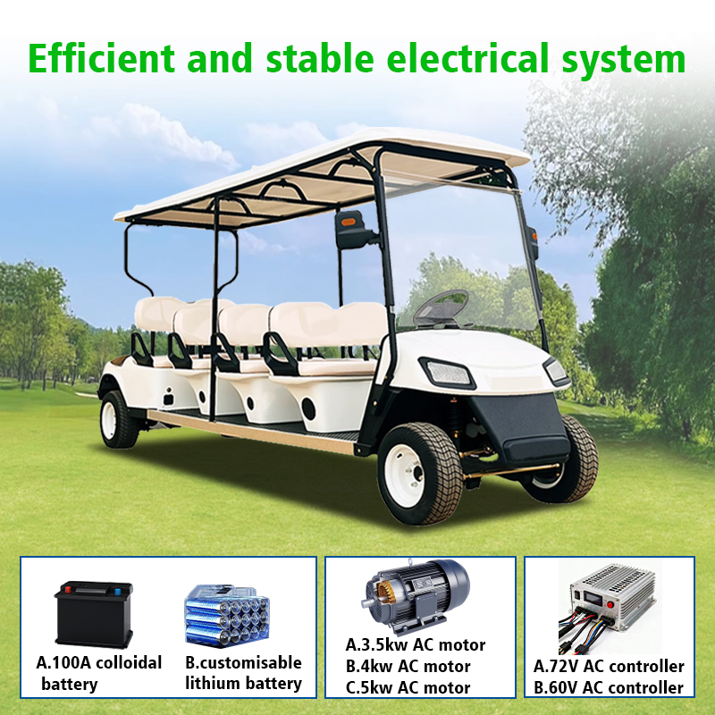 CE Certified High-Capacity 8 Passenger 72v Battery Electric Golf Cart with Custom Color Option