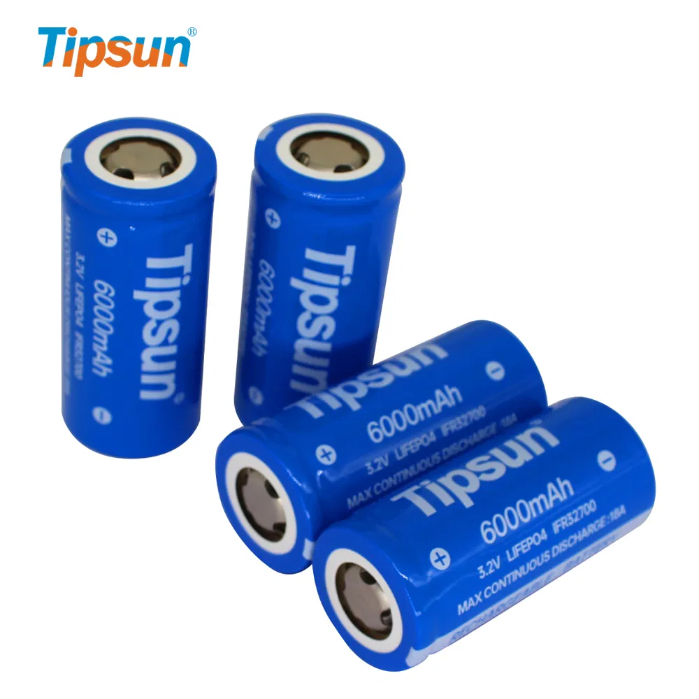 Tipsun 32650 6000 mAh Lithium Iron Phosphate 3.2V 6ah 32700 LiFePO4 Cylindrical Cells Battery for Solar System