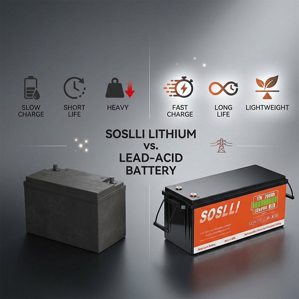 Reliable SOSLLI 12.8V 200Ah Lithium Battery Built-In Smart BMS for Telecommunications Base Station Backup Power Supply