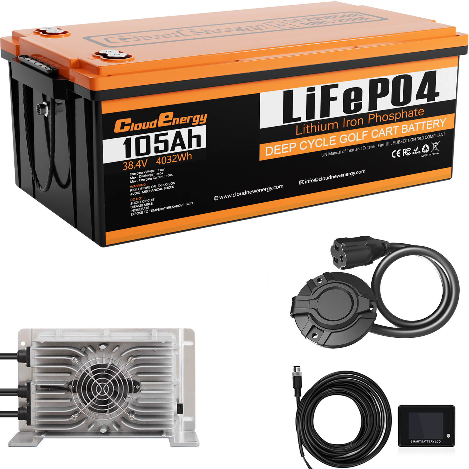 Cloudenergy GF36V-105AH Battery with Charger for Golf Carts &amp; Electric Forklifts 5-Year Warranty 6000 Cycles