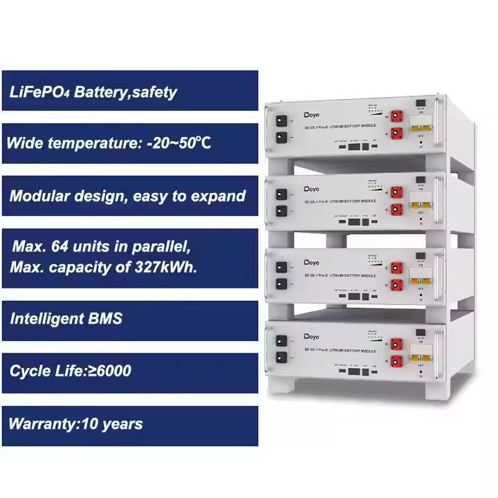 EU Warehouse Deye SE-G5.1 Pro-B Low Voltage Lithium Battery 5kw 10kw 15kw 20kw 51.2V Solar LiFePO4 Battery for Home System