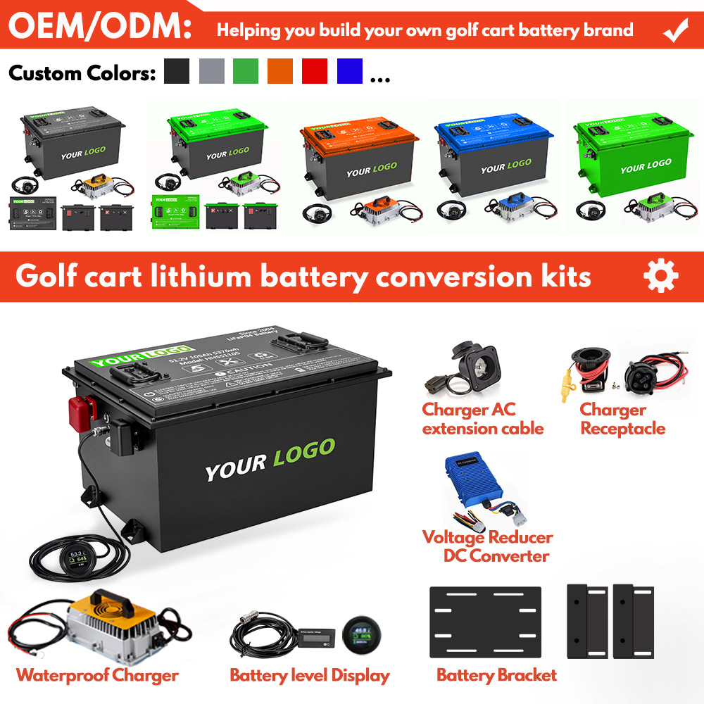 HHS Lifepo4 Golf Cart Battery 36v 48v 72v 72ah 100ah 105ah 160ah 200ah Golf Cart Lithium Battery Conversion Kits With Charger