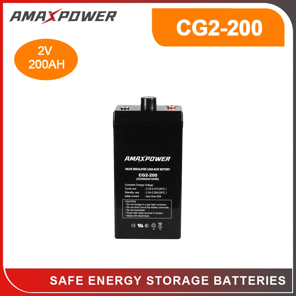 Amaxpower/OEM Top Rated Brand High Quality Longer Cycle-Life Solar Backup 2V Industrial AGM Battery for Industrial Facilities/Household Energy Storage/Medical