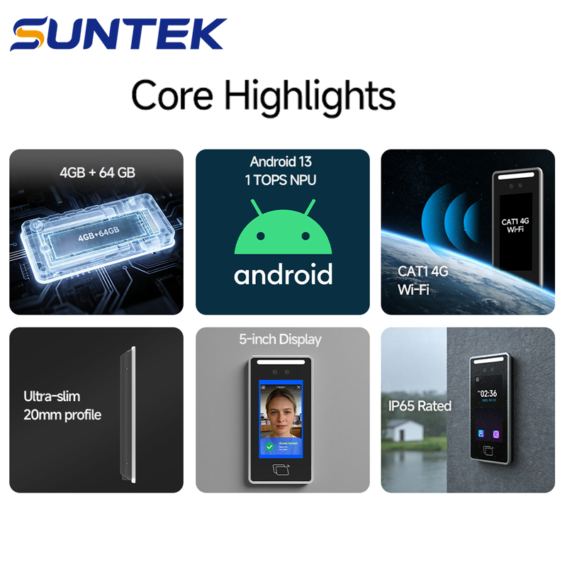 Access Control Biometric Facial Recognition Suntek NFC Visible Light Employee Card Time Attendance System