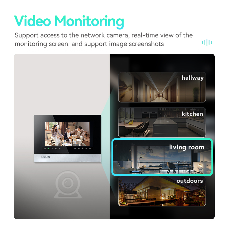 Leelen Smart Video Intercom 7 Inches Video Wall Monitor Rtos System TCP/IP Wireless Intercom System for Home