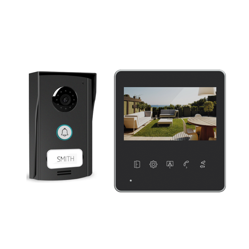 9 mm Thickness Villa Video Access Control Indoor Monitor 2 Wires Connect Outdoor Camera with Wide Angle Video Intercom System
