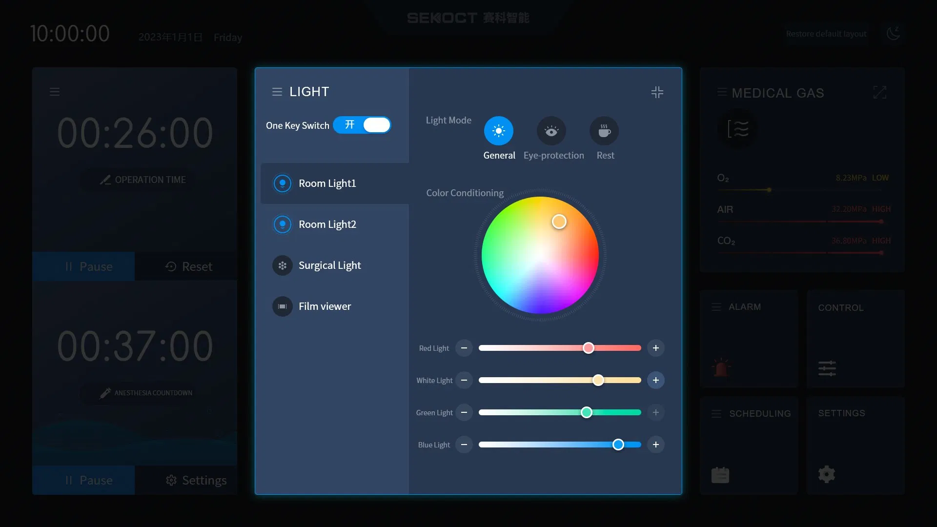 Manufature Hospital Touch Screen LCD Oprating Theate Operation Room Intelligent Control Panel with Write Table Medical Modular Ot Control Panel