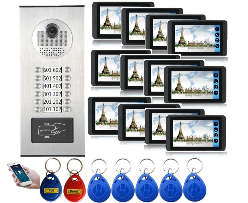 4/8/10/12channel 12famililies WiFi 7inch Touch Screen Video Door Phone Intercom System