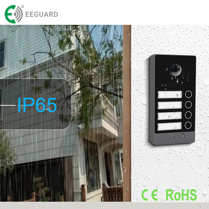 TCP/IP 7" Touch Screen Tuya Intercom System for 4 Family Villa Kit