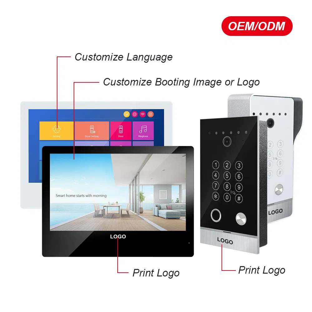 Fingerprint Keypad Station with Smart Monitor for 2 Wire Bus System
