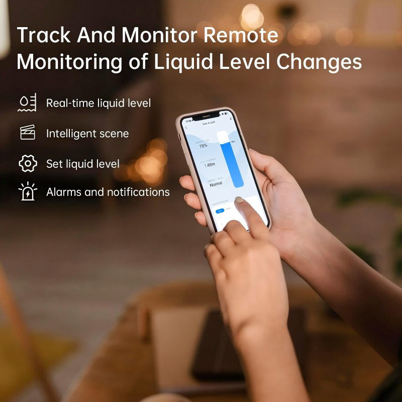 Tuya Wired RS485 Ultrasonic Water Level Alarm System for Home Automation with LCD Display