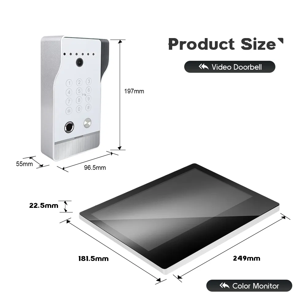 Fingerprint Keypad Station with Smart Monitor for 2 Wire Bus System