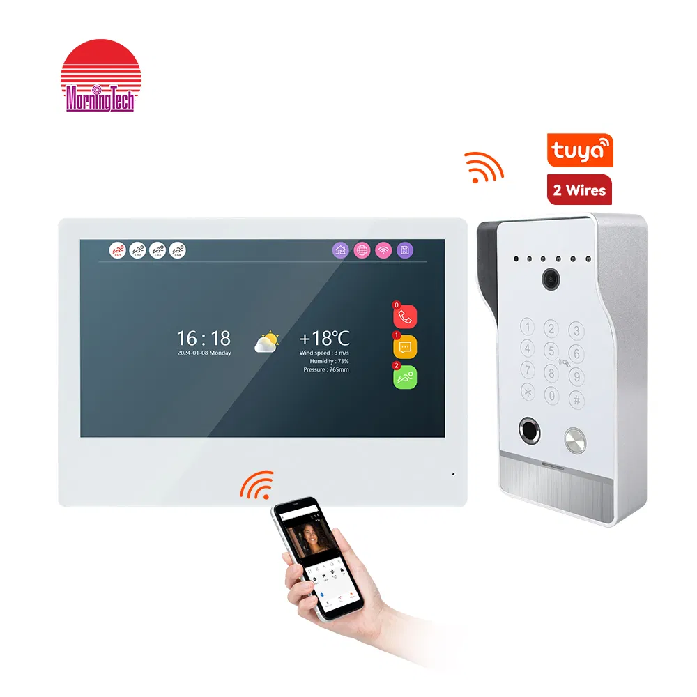 Fingerprint Keypad Station with Smart Monitor for 2 Wire Bus System