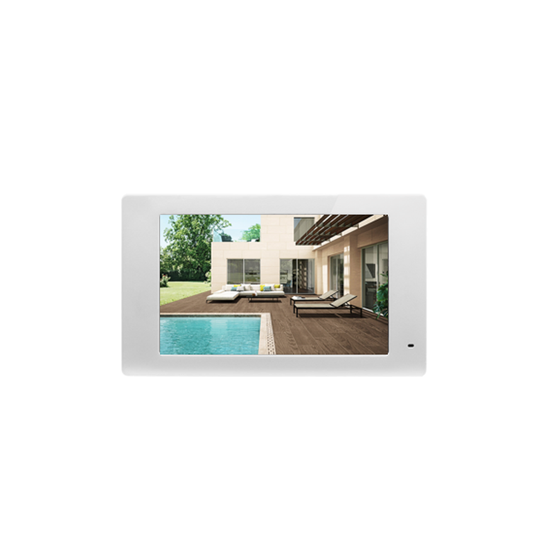 White Touch Screen Indoor Monitor 2 Wires Connect Outdoor Unit for House Security