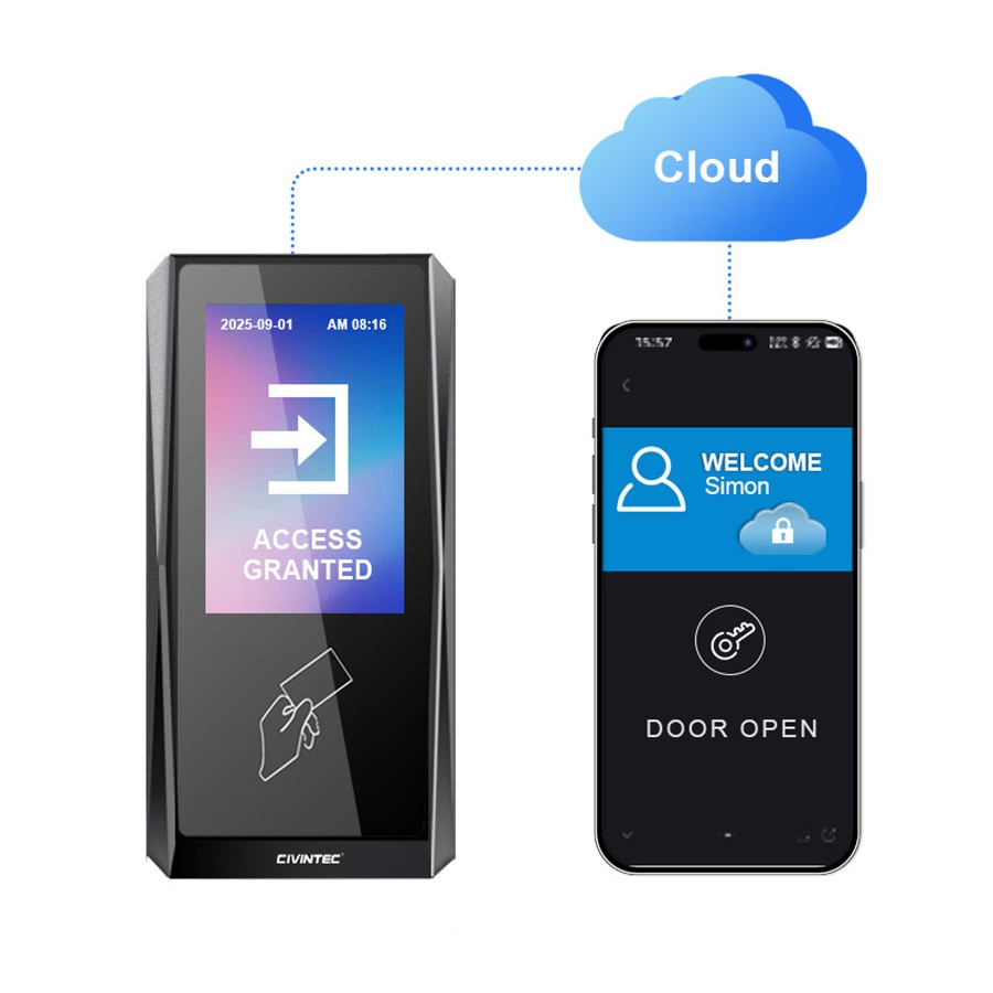 Wireless RFID NFC BLE Mobile ID Access Control Mobile APP Password Unlocking Device with Touch Screen for Hotel Apartment