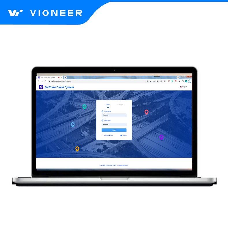 Vioneer's GPS Tracking System with Accurate Online Tracking and History Events and Parkings Trip Statistics Video and Fuel Monitoring Harsh Driving Alarms