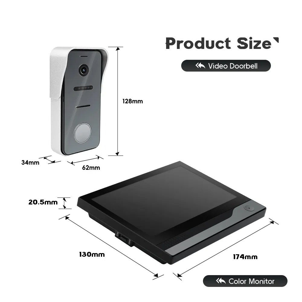 Multi Unit Apartment Intercom Wired 7" Monitor Video Intercom Doorbell Door Phone Audio Visual Intercom System