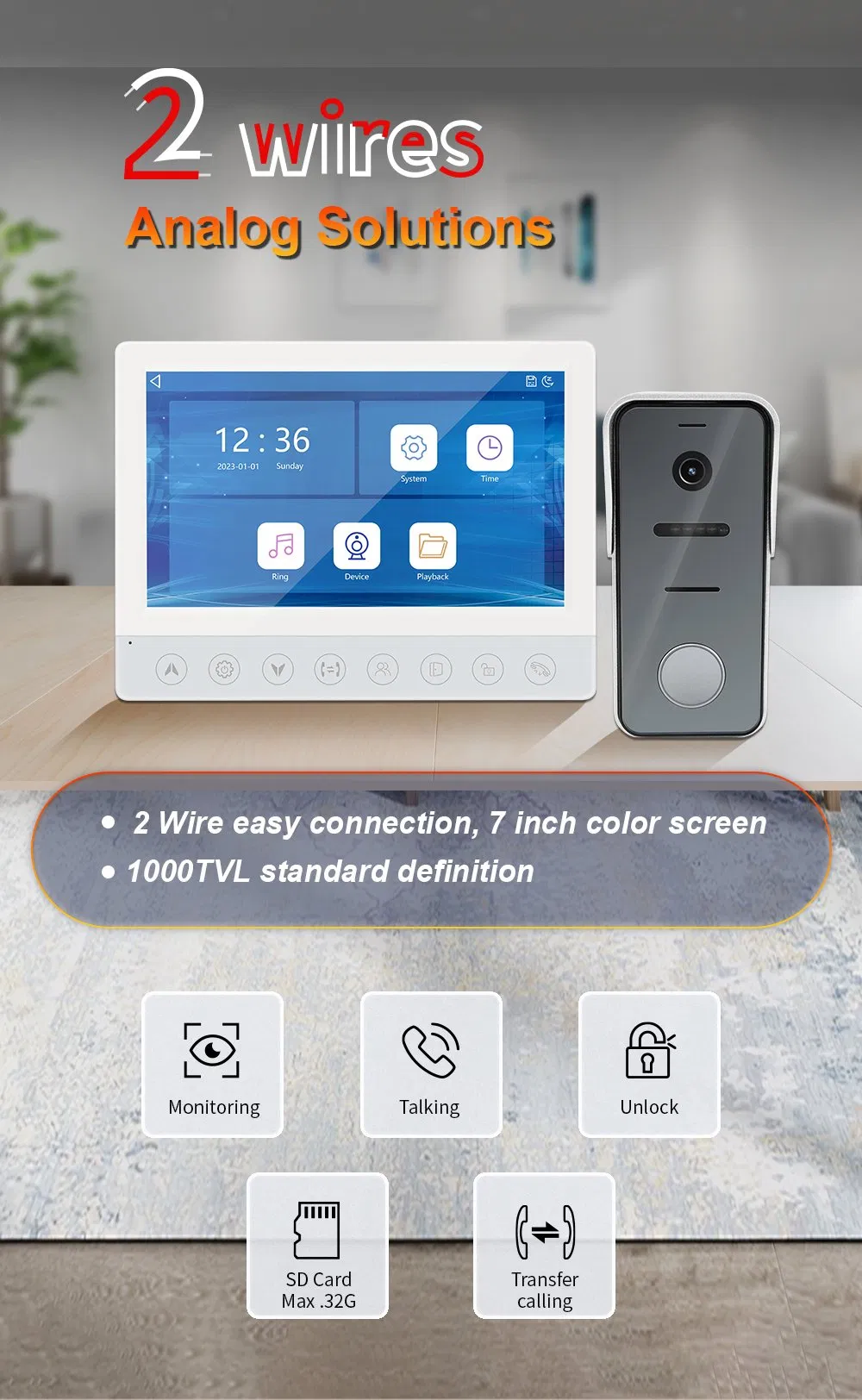 Factory Wholesale Intercom 2 Wire IP Video Intercom System for Villa Apartments Video Door Phone Video Intercom System Door Bell Doorbell