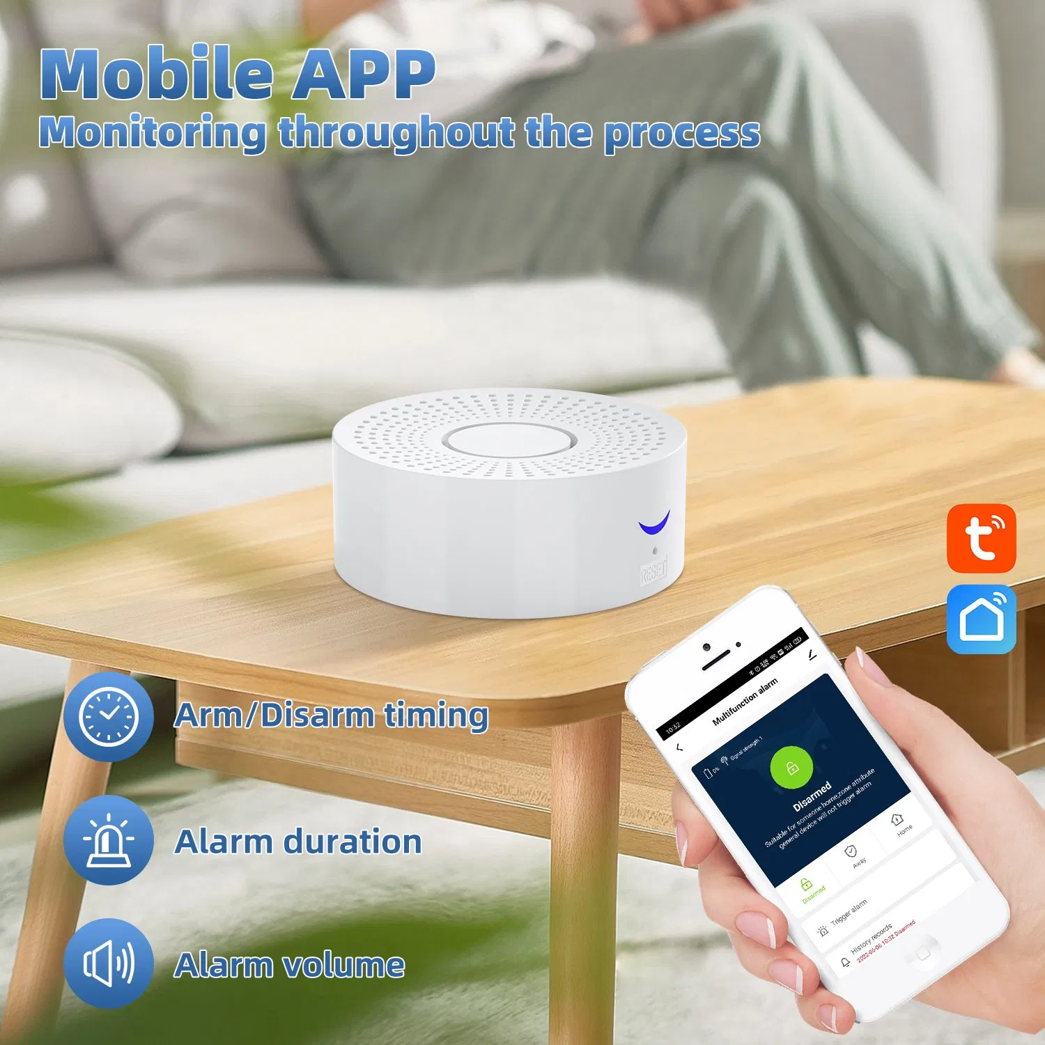 Smart Wireless Home Security Alarm with Tuya APP Integration and Notifications
