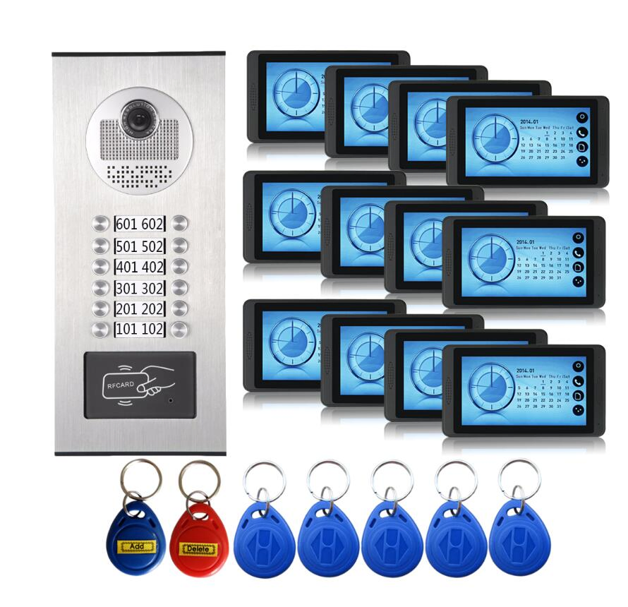 4/8/10/12channel 12famililies WiFi 7inch Touch Screen Video Door Phone Intercom System