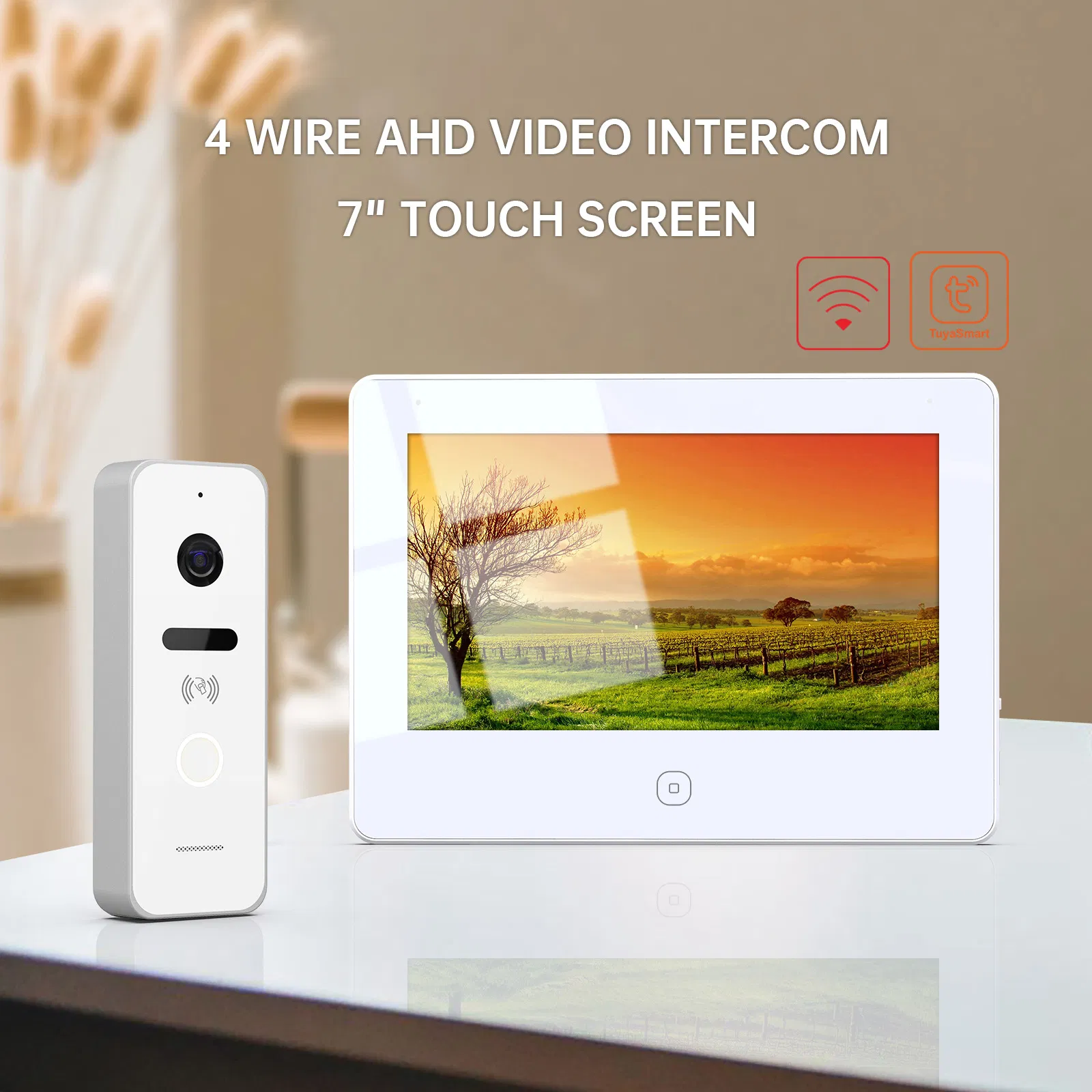 4-Wire Smart Home Intercom System with Tuya RFID Unlock Doorbell for Villa