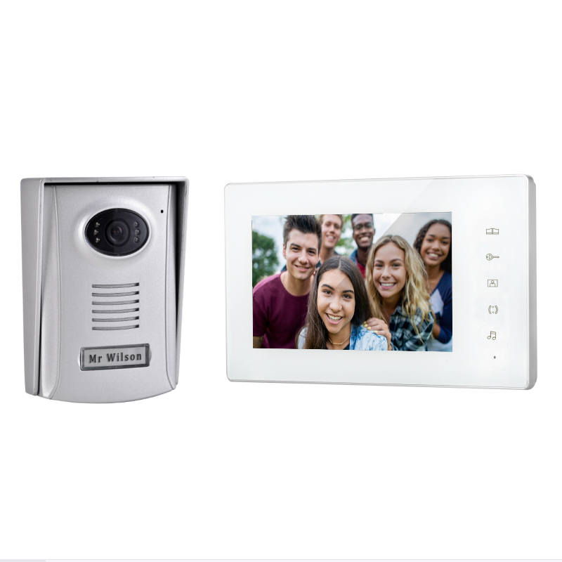 2 Wires 7 Inch Screen Entry System Indoor Monitor with Physical Button Easy Installation 2-Way Intercom Video Door Phone