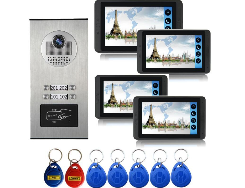 3channel Wired 4p 7inch Video Door Phone Video Villa Intercom System