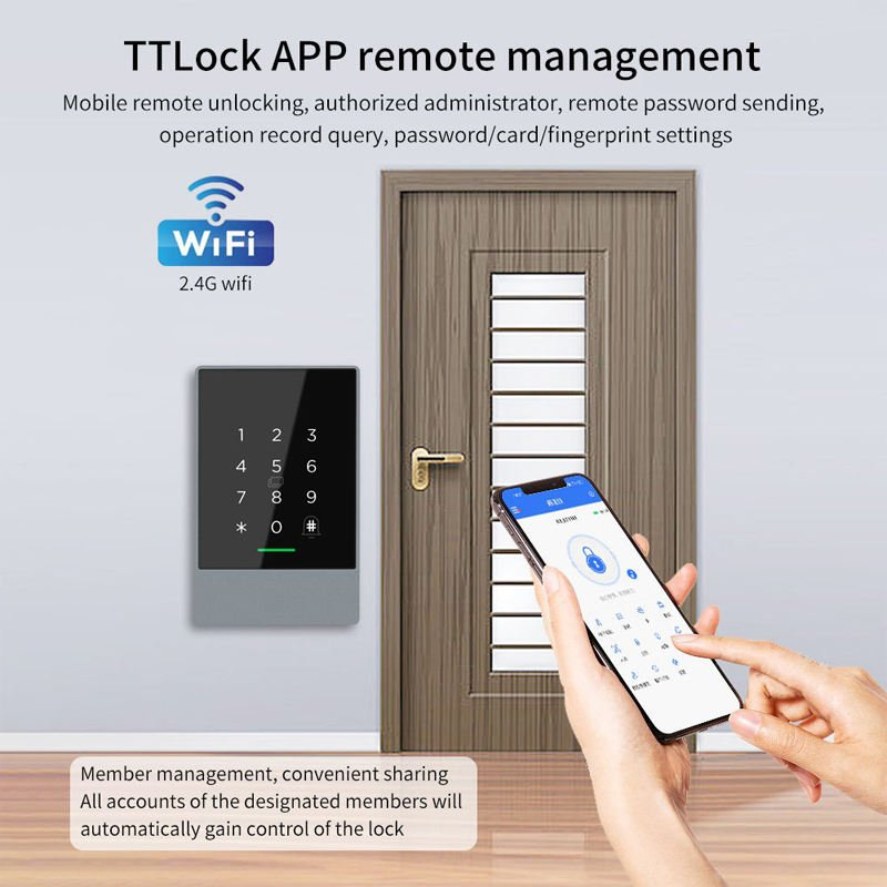 K3fw Ttlock WiFi &amp; Bluetooth Fingerprint 13.56MHz RFID Remote Control Keypad Password IP67 Waterproof Door Access Control
