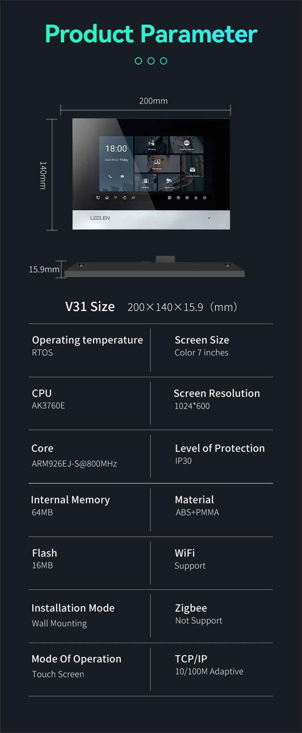 Smart Video Intercom Dimensions