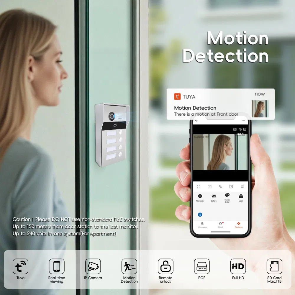IP Multi Apartment Video Door Phone Smart Phone APP Control Intercom System