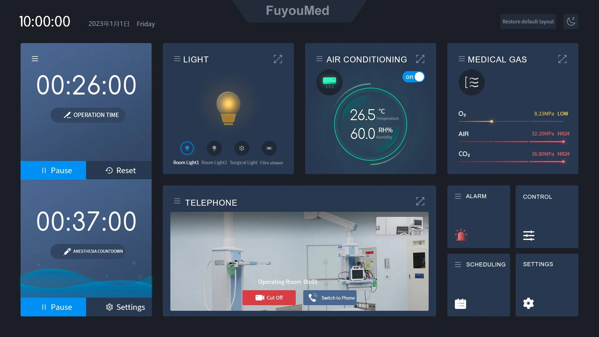 Manufature Hospital Touch Screen LCD Oprating Theate Operation Room Intelligent Control Panel with Write Table Medical Modular Ot Control Panel