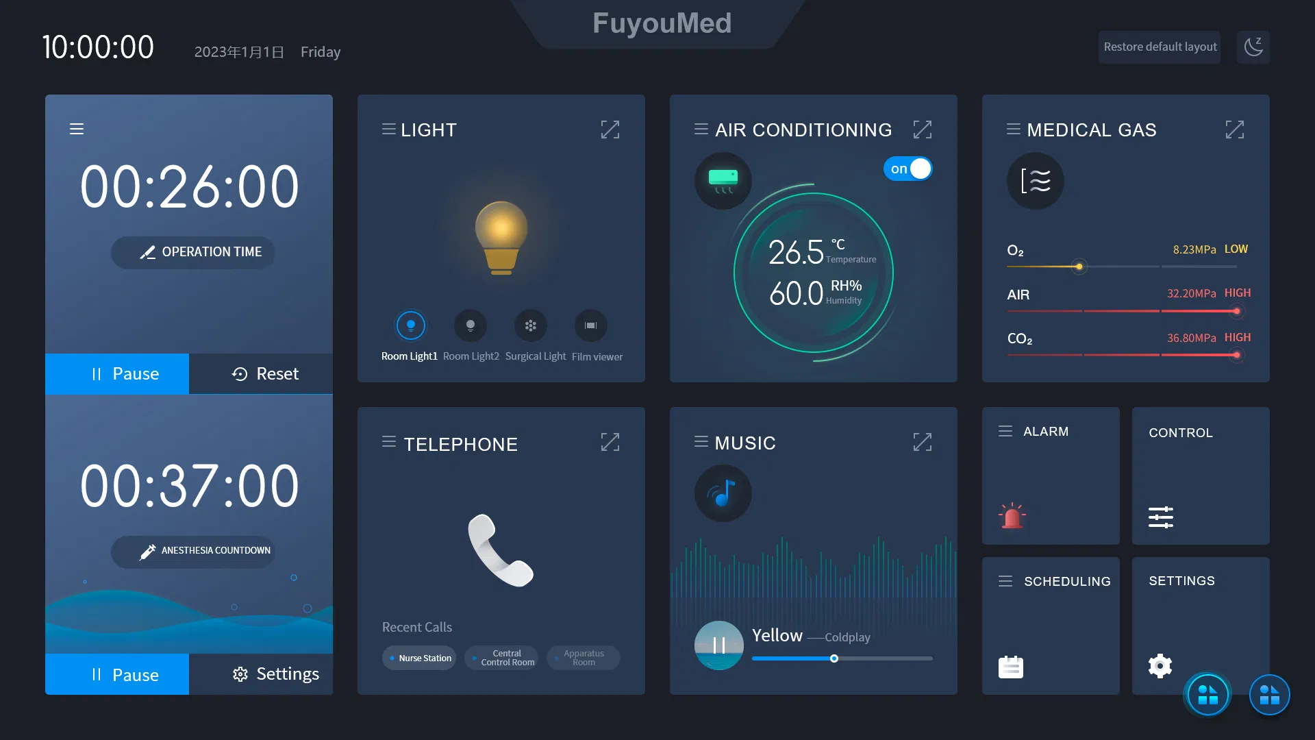 Manufature Hospital Touch Screen LCD Oprating Theate Operation Room Intelligent Control Panel with Write Table Medical Modular Ot Control Panel
