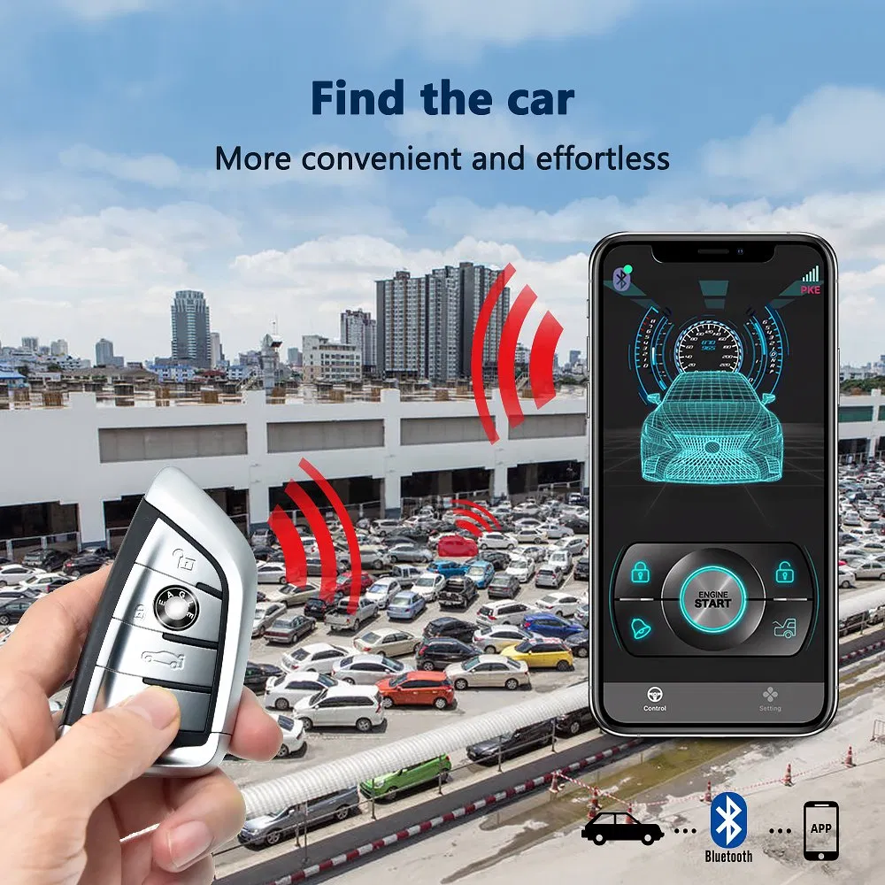 Mobile Phone APP Control Car Smart Key Bt Remote Engine Start Stop Pke Keyless Entry Car Antitheft Central Alarm System