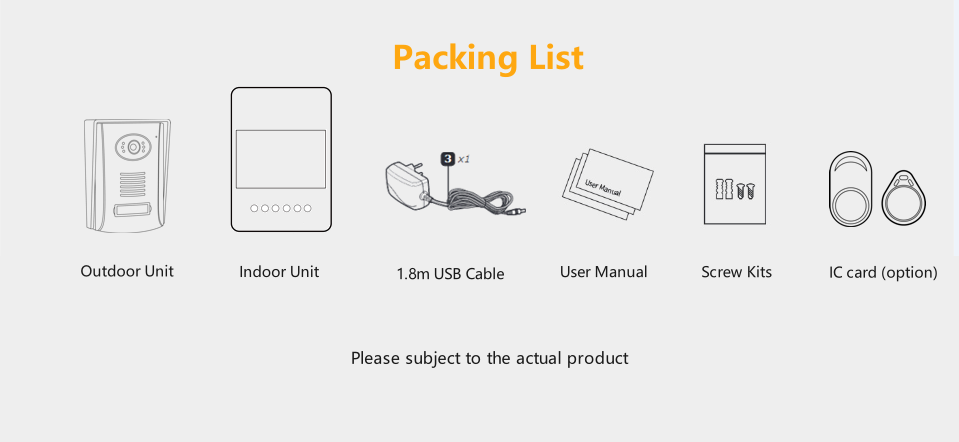 2 Wires Visitor Monitoring Doorbell Touch Button Indoor Monitor Outdoor Camera Support Night Vision Video Door Phone Intercom