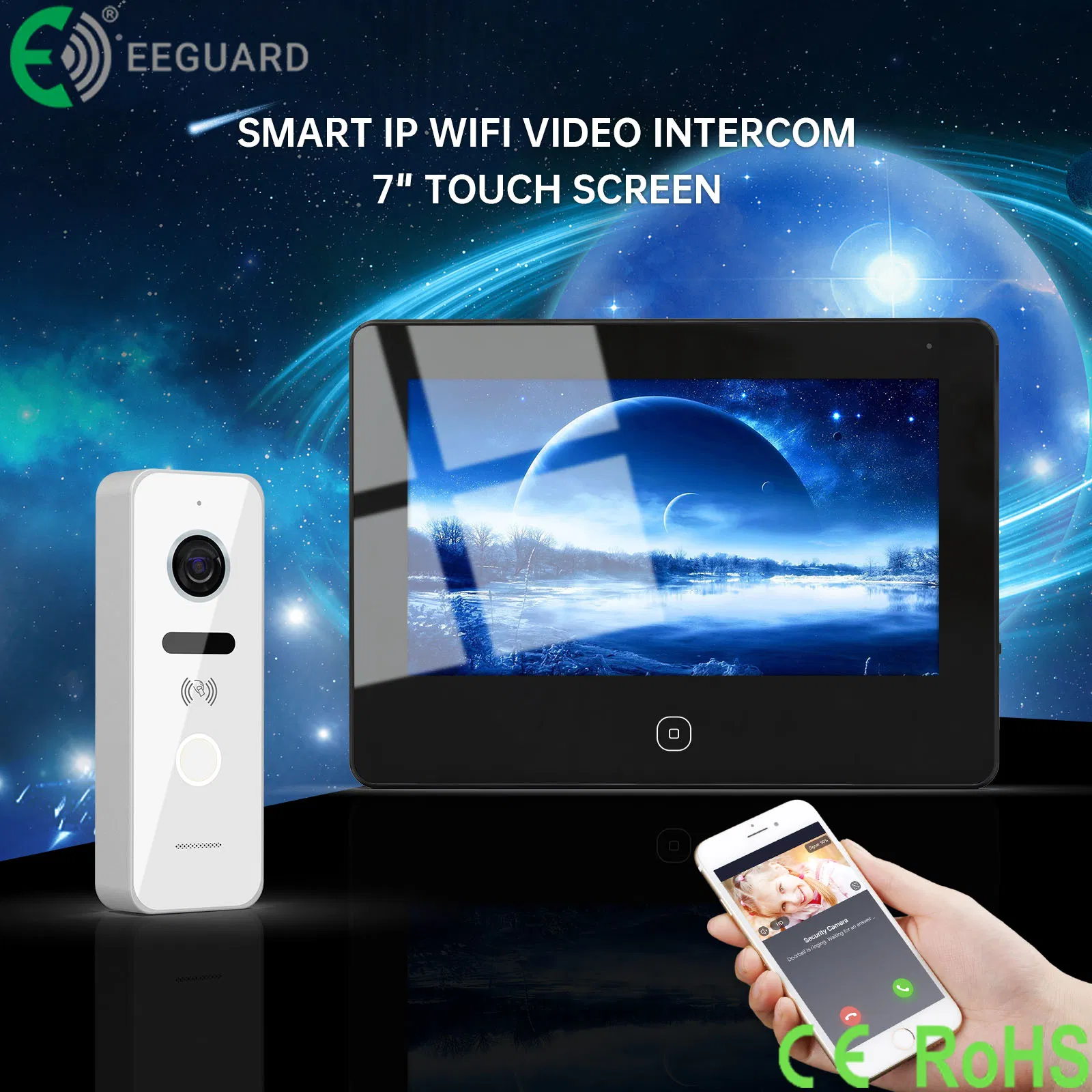 TCP/IP Touch Screen Wi-Fi Tuya Intercom System IP66 RF433 Video Doorphone Kit