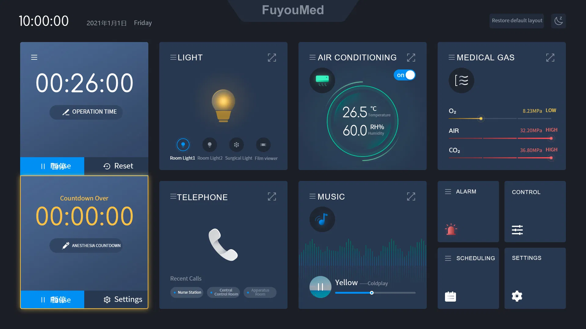 Manufature Hospital Touch Screen LCD Oprating Theate Operation Room Intelligent Control Panel with Write Table Medical Modular Ot Control Panel