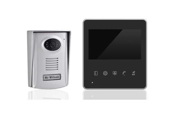 Black 4.3" Monitor Two Wire Metaltouch Button Video Doorphone