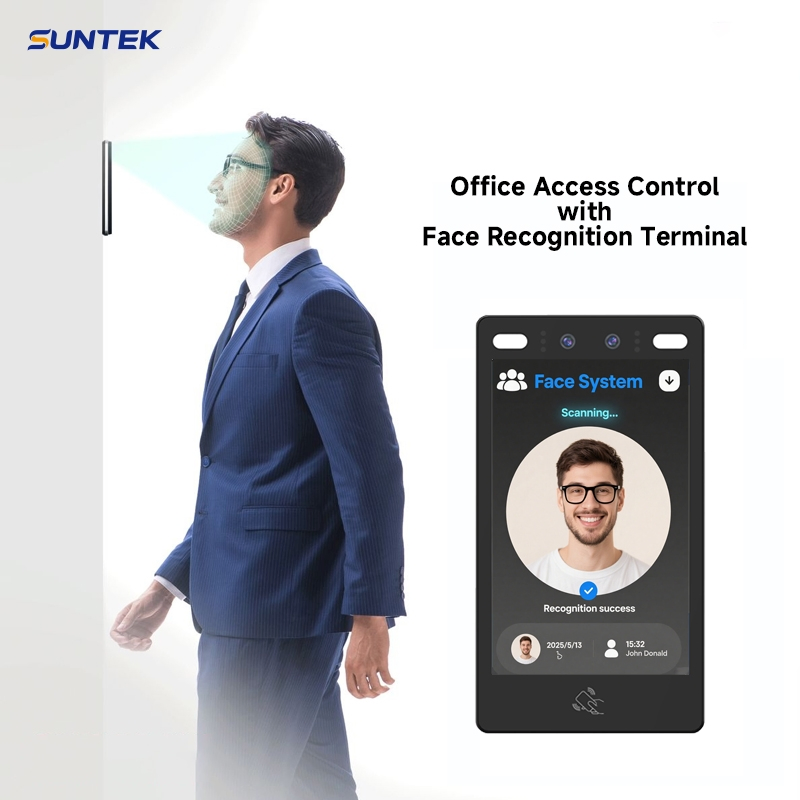 Dual-Lens Camera IP65 Face Door Employee Attendance Reader Suntek 8 Inch Dynamic Facial Recognition Access Control System