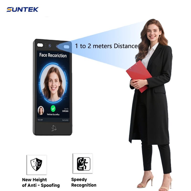 Dual-Lens Camera IP65 Face Door Employee Attendance Reader Suntek 8 Inch Dynamic Facial Recognition Access Control System