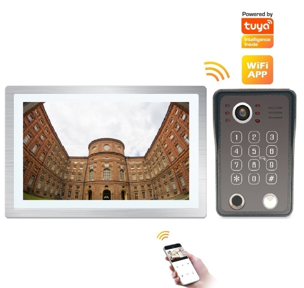 Wireless Doorphone Camera Doorbell Intercom Multi Apartment Video Door Phone Intercom with Stainless Steel Door Station with Keypad and Card Reader