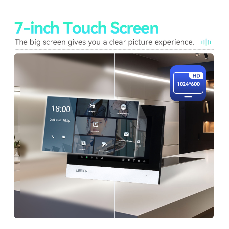 Leelen Smart Video Intercom 7 Inches Video Wall Monitor Rtos System TCP/IP Wireless Intercom System for Home