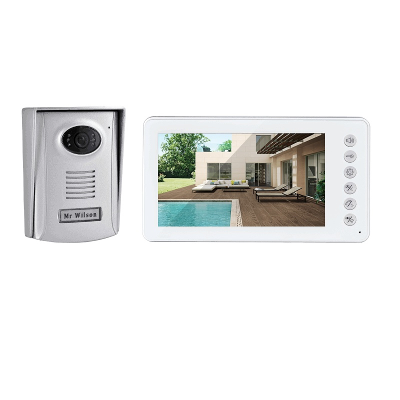 2 Wires 7 Inch Screen Indoor Monitor with Physical Button 2-Way Intercom Video Door Phone