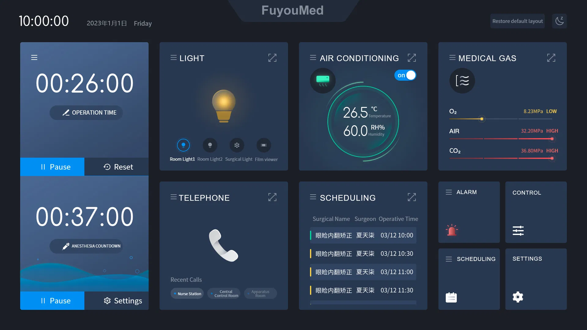 Manufature Hospital Touch Screen LCD Oprating Theate Operation Room Intelligent Control Panel with Write Table Medical Modular Ot Control Panel